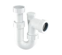 McAlpine SR10V 1¼" x 75mm Water Seal Running Tubular Swivel 'P' Trap with Anti-Syphon Valve. (Silentrap)