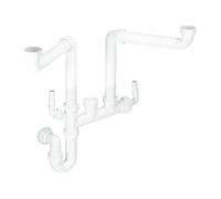 McAlpine SSK2 Double Bowl Space Saver Plumbing Kit - 75mm P-Trap, Universal Compression Outlet, Removable Trap