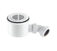 McAlpine ST90CPB-S-HP2 CP BRASS Grid Flange 90mm High Flow Shower Trap Waste, Chrome/White