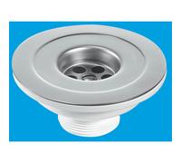 McAlpine SW45P 1½" Centre Pin Sink Waste: 113mm Stainless Steel Flange: Reducer Waste with Plug in Silver McAlpine Silver