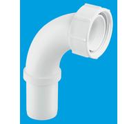 McAlpine T5 1.5" Pushfit 90° Knuckle Overflow Bend x BSP Coupling Nut in White McAlpine White