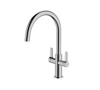McAlpine Teviot Twin Lever Kitchen Mixer Tap - Chrome in Silver McAlpine Silver