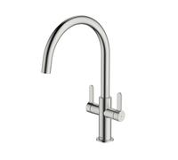 McAlpine Teviot Twin Lever Kitchen Mixer Tap - Nickel in Silver McAlpine Silver