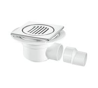McAlpine TILED FLOOR Trapped Gully Horizontal Solvent Weld 2 Inch Outlet with Chrome Plated Stainless Steel Tile