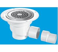 McAlpine TSG1-ANTI/LIG 75mm Water Seal Trapped Gully, Clamp Ring & Cover Plate, 2" Horizontal Outlet & 2" x 1.5" Socket Reducer in White McAlpine White