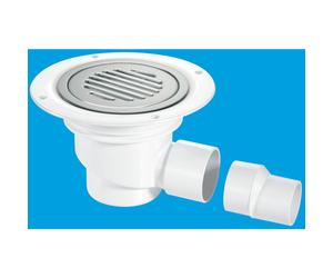 McAlpine TSG1SS-SL-NSC 75mm Water Seal Trapped Gully, Clamp Ring and Cover Plate, 2" Horizontal Outlet and 2" x 1½" Socket Reducer