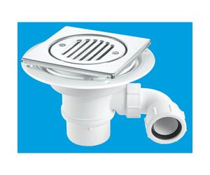 McAlpine TSG1T6SSSTW295 50mm Water Seal Trap with 1½" x 90 Swivel Multifit Outlet Bend, 150mm Square Polished Stainless Steel Tile with removable Gri