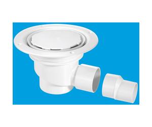 McAlpine TSG1WH-NSC 75mm Water Seal Trapped Gully, Clamp Ring and Cover Plate, 2" Horizontal Outlet and 2" x 1½" Socket Reducer