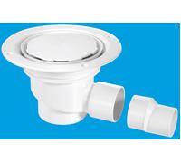 McAlpine TSG1WH-NSC 75mm Water Seal Trapped Gully, Clamp Ring & Cover Plate, 2" Horizontal Outlet & 2" x 1.5" Socket Reducer in White McAlpine White
