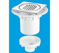 McAlpine TSG2-T150SS 75mm Water Seal Gully with Vertical Outlet for Tiled or Stone Floors in White McAlpine White