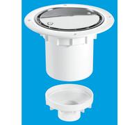 McAlpine TSG2SS 75mm Water Seal Trapped Gully, Clamp Ring and Cover Plate, 110mm or 2" Vertical Solvent Spigot Outlet