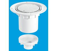 McAlpine TSG2WH 75mm Water Seal Trapped Gully, Clamp Ring & Cover Plate, 110mm or 2" Vertical Solvent Spigot Outlet in White McAlpine White