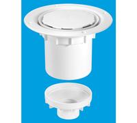 McAlpine TSG2WH-NSC 75mm Water Seal Trapped Gully, Clamp Ring and Cover Plate, 110mm or 2" Vertical Solvent Spigot Outlet