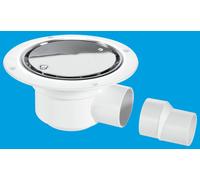 McAlpine TSG50SS 50mm Water Seal Trapped Gully, Clamp Ring & Cover Plate, 2" Horizontal Outlet & 2" x 1.5" Socket Reducer in White McAlpine White