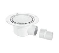 McAlpine TSG50WH 50mm Water Seal Trapped Gully - Clamp Ring and Cover Plate, 2" Horizontal Outlet with 2" x 1.5" Socket Reducer.