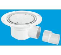 McAlpine TSG50WH 50mm Water Seal Trapped Gully, Clamp Ring & Cover Plate, 2" Horizontal Outlet & 2" x 1.5" Socket Reducer in White McAlpine White