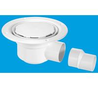 McAlpine TSG50WH-NSC 50mm Water Seal Trapped Gully, Clamp Ring & Cover Plate, 2" Horizontal Outlet & 2" x 1.5" Socket Reducer in White McAlpine White