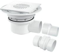 Mcalpine Tsg52T6Wh Two Piece 50mm Water Seal Trapped Gully, Tile/grating With Removable Grid, 2" Horizontal Outlet