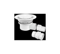 McAlpine TSG52WH Two-Piece 50mm Water Seal Trapped Gully, Clamp Ring and Cover Plate, 2" Horizontal Outlet and 2" x 1½" Socket Reducer