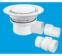 McAlpine TSG52WH Two-Piece 50mm Water Seal Trapped Gully, Clamp Ring & Cover Plate, 2" Horizontal Outlet & 2" x 1.5" Socket Reducer in White McAlpine White