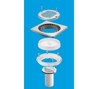 McAlpine TSGCONVSS Stainless Steel Sheet Floor to Tiled Floor Gully Conversion Kit in White McAlpine White