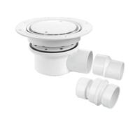 McAlpine TSG52WH Two-Piece 50mm Water Seal Trapped Gully, Clamp Ring & Cover Plate, 2" Horizontal Outlet & 2" x 1.5" Socket Reducer in White McAlpine White