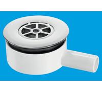 McAlpine UPSW-2-22MM Pumped Shower Waste Outlet: 70mm Chrome Plated Brass Flange with Top Access x 22mm Plain Tail Outlet in Silver McAlpine Silver