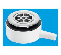 McAlpine UPSW-2 Pumped Shower Waste Outlet: 70mm Chrome Plated Brass Flange with Top Access x 15mm Plain Tail Outlet in Silver McAlpine Silver