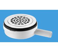 McAlpine UPSW-4-22MM Pumped Shower Waste Outlet: 113mm Chrome Plated Brass Flange with Top Access x 22mm Plain Tail Outlet in Silver McAlpine Silver