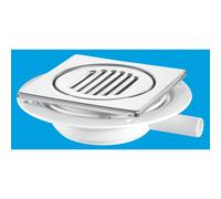 McAlpine USG1-T150SS Untrapped Gully. Tile/Grating with removable Grid, 22mm Horizontal Plain Outlet for use with pumped waste