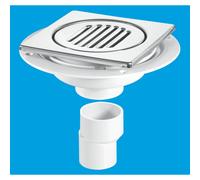 McAlpine USG2-T150SS Untrapped Gully. Tile/Grating with removable Grid, 2" Vertical Outlet and 2" x 1½" Socket Reducer
