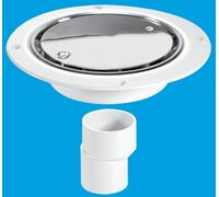 McAlpine USG2SS Untrapped Gully, Clamp Ring & Cover Plate, 2" Vertical Outlet & 2" x 1.5" Socket Reducer in Silver McAlpine Silver