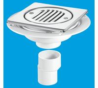 McAlpine USG2T6SS Untrapped Gully. Tile/Grating with removable Grid, 2" Vertical Outlet and 2" x 1½" Socket Reducer