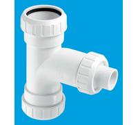 McAlpine V23L 1.5" x 1.5" x 3/4" Surefit Swept Tee with 19mm Pushfit Branch in White McAlpine White