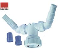 McAlpine V33WM Twin Connector for plumbing two domestic appliance discharge hoses into Standpipe Trap in White McAlpine White