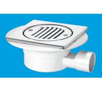 McAlpine VSG1T6SS Valve Shower Gully, Tile with removable Grid, 1.5" Horizontal Outlet in White McAlpine White