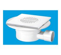 McAlpine VSG1T6WH Valve Shower Gully, Tile with removable Grid, 1½" Horizontal Outlet