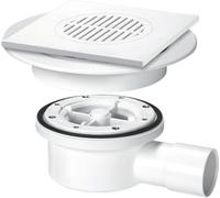 Mcalpine Vsg52T6Wh Two-Piece Valve Shower Gully: Tile With Removable Grid, 1" Horizontal Outlet