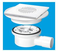 McAlpine VSG52T6WH Two-Piece Valve Shower Gully: Tile with removable Grid, 1½" Horizontal Outlet