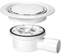 Mcalpine Vsg52Wh-Nsc Two-Piece Valve Shower Gully, White Plastic Clamp Ring And Cover Plate, 1" Horizontal Outlet