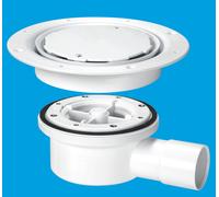 VSG52WH Two-Piece Valve Shower Gully, White Plastic Clamp Ring and Cover Plate, 1.5" Horizontal Outlet McAlpine White One Size
