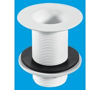 McAlpine W3 1.5" Backnut Sink Waste: 85mm White Plastic Flange x 3.5" Tail: Unslotted: Plug McAlpine White