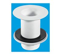 McAlpine W3 1½" Backnut Sink Waste: 85mm White Plastic Flange x 3½" Tail: Unslotted: Plug