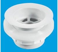 McAlpine W5 Backnut Bath Waste: 70mm White Plastic Flange x 1.5" Tail: Unslotted: White PVC Plug McAlpine White