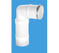 McAlpine WC-CON8F-S-BTW 97-107mm Inlet 90° Flexible WC Connector for Back to Wall WC Pan for Installation in Horizontal Position in White McAlpine White
