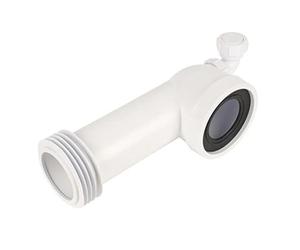 McAlpine WC-CON8V 90 Degree Bend Adjustable Length Rigid WC Connector with Vent Boss, White