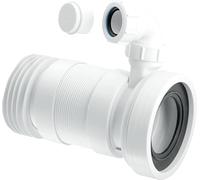 McAlpine WC-F23RV 97-107mm Inlet x 4"/110mm Outlet Flexible WC Connector with 1.25 Universal Vent Boss in White McAlpine White