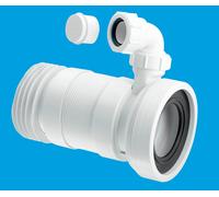 McAlpine WC-F23RV 97-107mm Inlet x 4"/110mm Outlet Flexible WC Connector with 1.25 Universal Vent Boss in White McAlpine White
