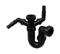 McAlpine WM11-BL Black Sink Trap with Twin 135° Appliance Nozzles | 1.5" Waste Trap for Washing Machines & Dishwashers | Sleek, Durable Design | WM11-BL