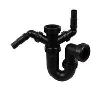 McAlpine WM11-BL Black Sink Trap with Twin 135° Appliance Nozzles | 1.5" Waste Trap for Washing Machines & Dishwashers | Sleek, Durable Design | WM11-BL